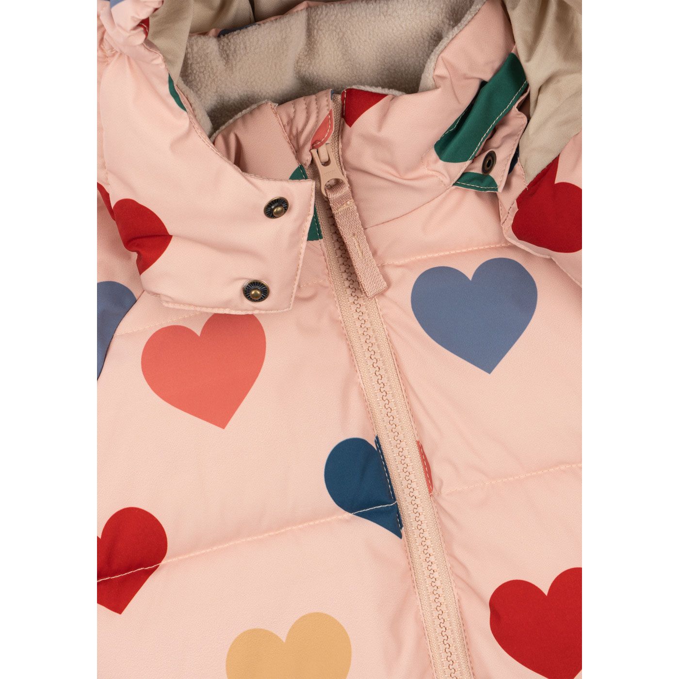 Abrigo Acolchado con Capucha  Corazones Multicolor | Konges Sløjd