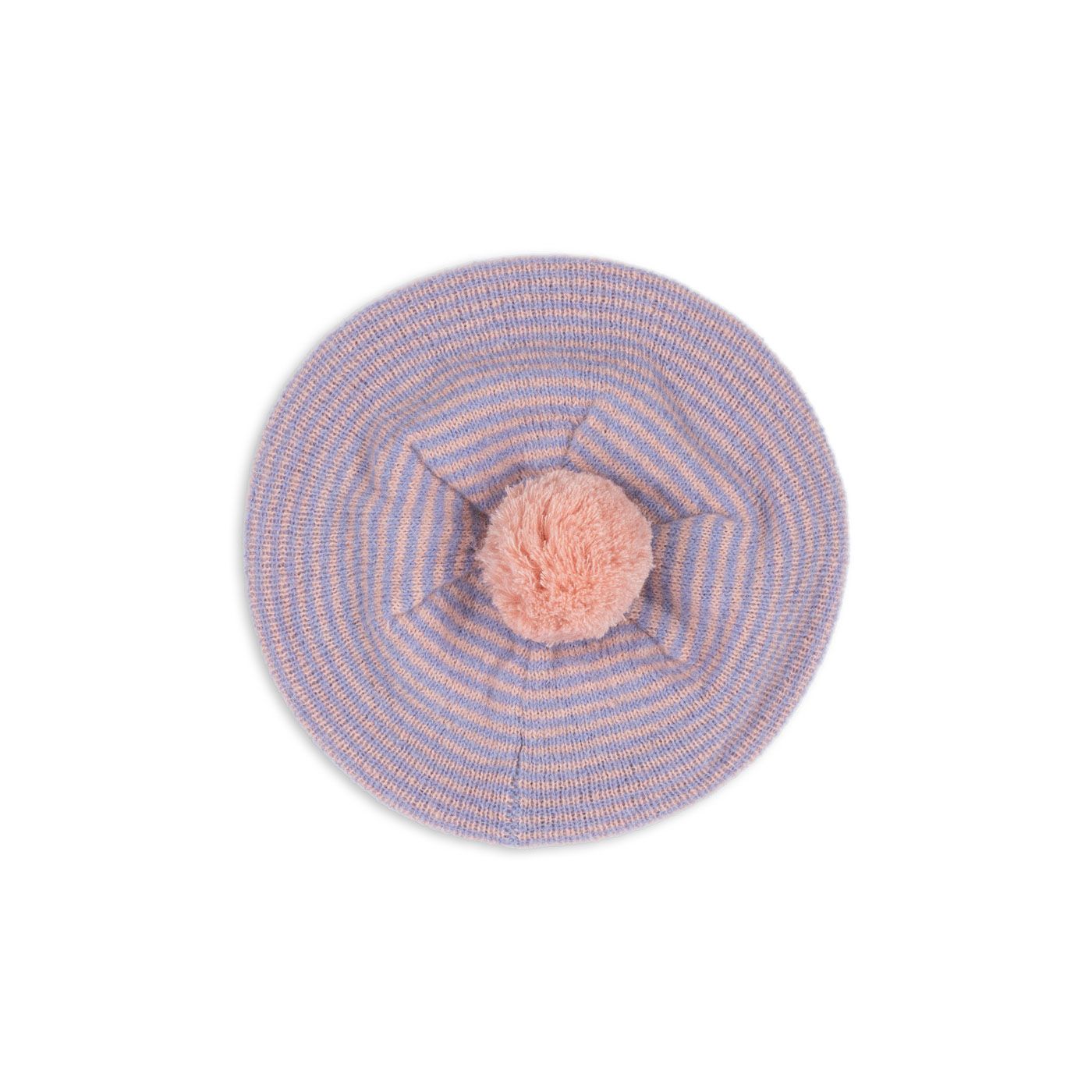 Boina de Punto con Pompón – Rayas Lila y Rosa | Konges Sløjd