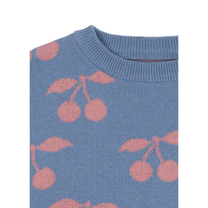 Jersey de punto azul con cerezas rosas – Konges Sløjd