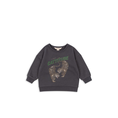Sudadera “CATTITUDE” – Leopardo Gris | Konges Sløjd