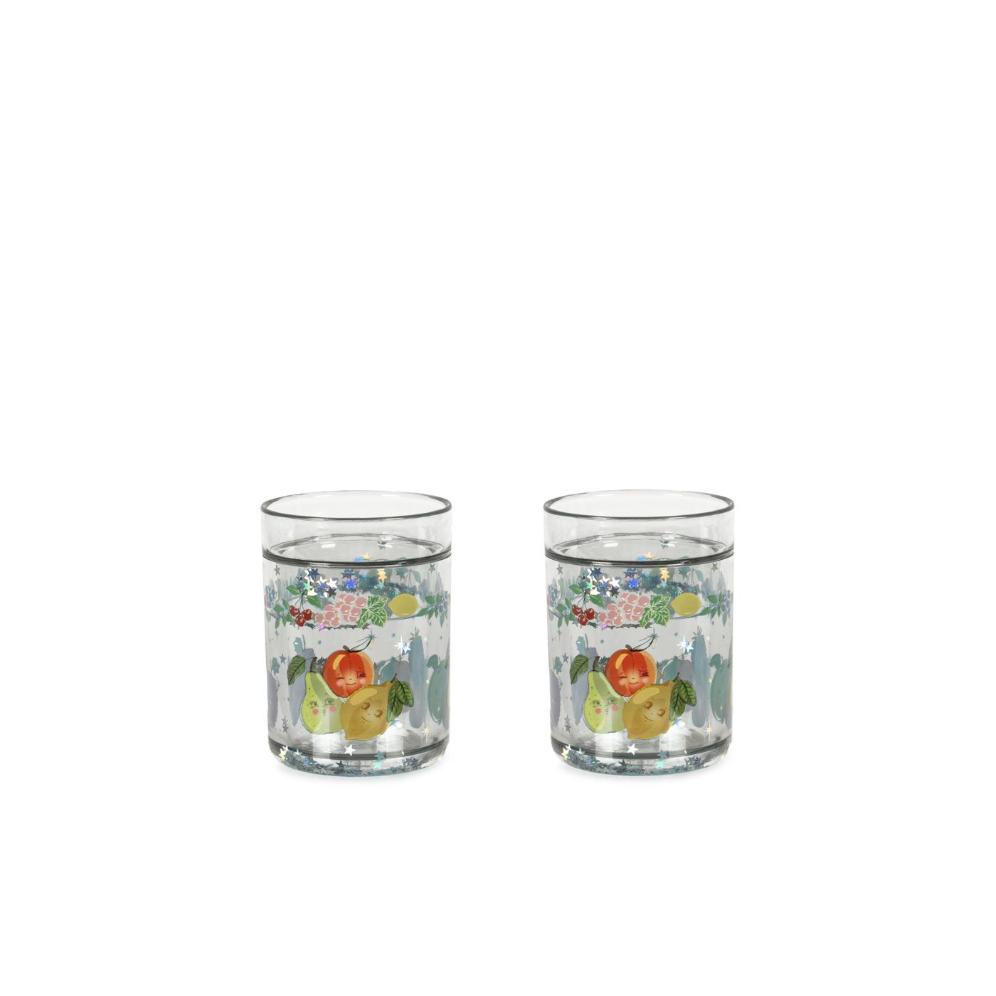 Vasos Glitter Fruit – Pack de 2 | Konges Sløjd