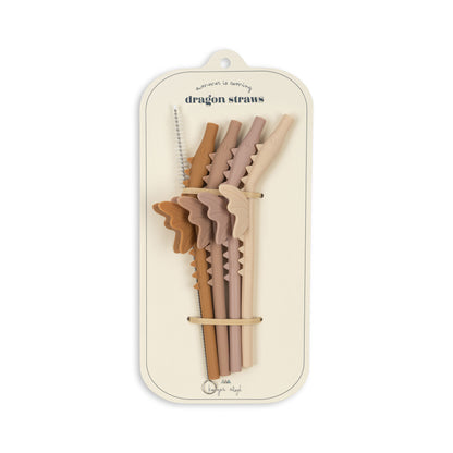 Pack 4 Pajitas Reutilizables de Silicona – Dragon Straws – Konges Sløjd