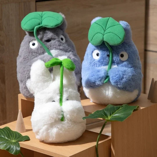 Blue Totoro Plush with Leaf – Studio Ghibli