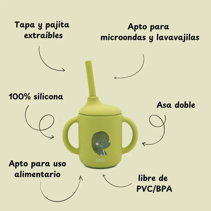 Taza de Silicona con Pajita y Asas - Sassi