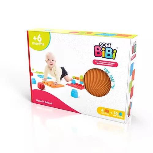 Alfombra Sensorial Soft Bibi – Set de 4 alfombras + 16 bloques blanditos
